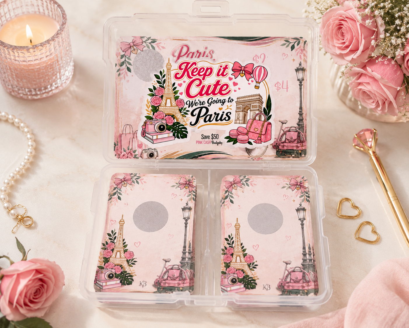 Paris Dream Scratch & Save Challenge | Paris Vacation Savings Challenge | France Travel Savings Box | Reusable Scratch Off Savings Game