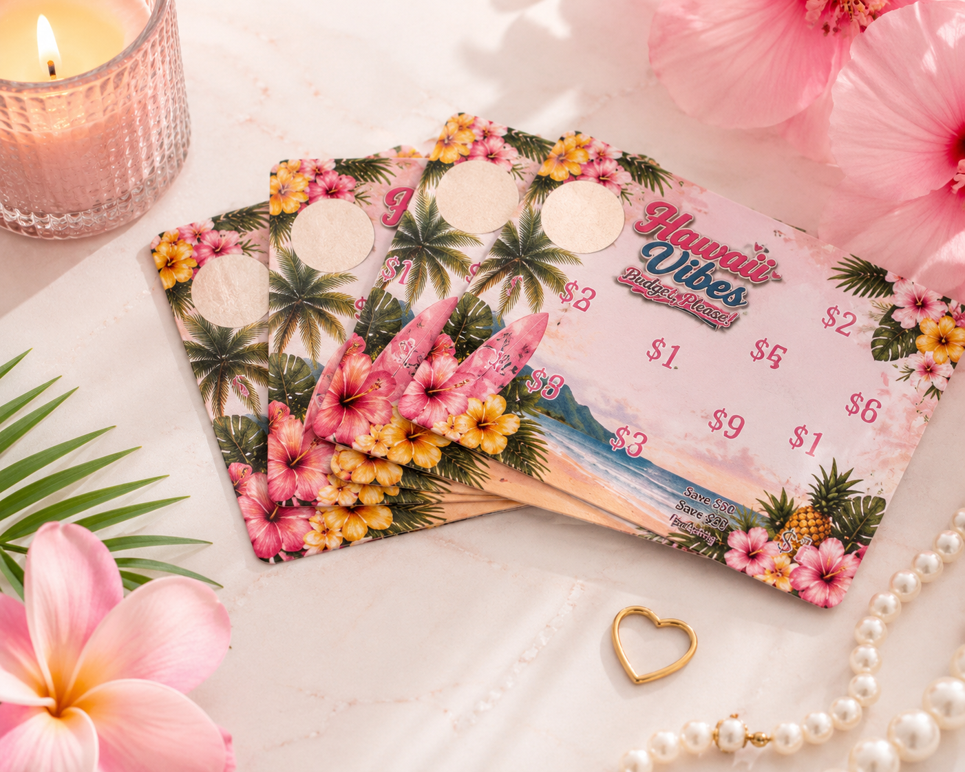 Hawaii Aloha Scratch & Save Challenge | Hawaii Vacation Savings Challenge | Travel Savings Box | Reusable Scratch Off Savings Game