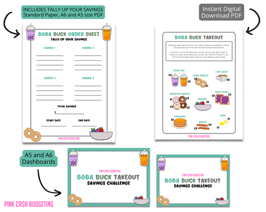 Boba Buck Takeout Savings Challenge Instant Download
