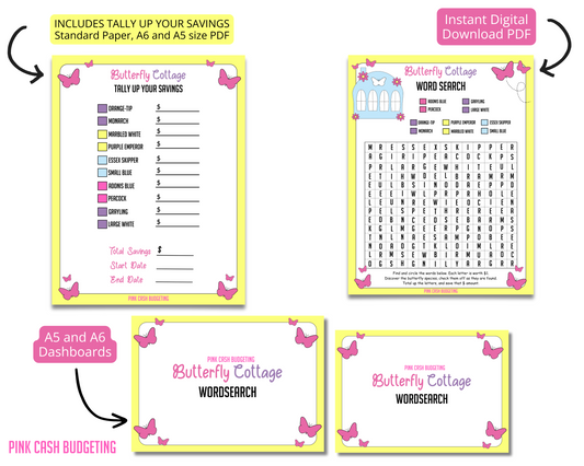 Butterfly Cottage Savings Challenge Instant Download