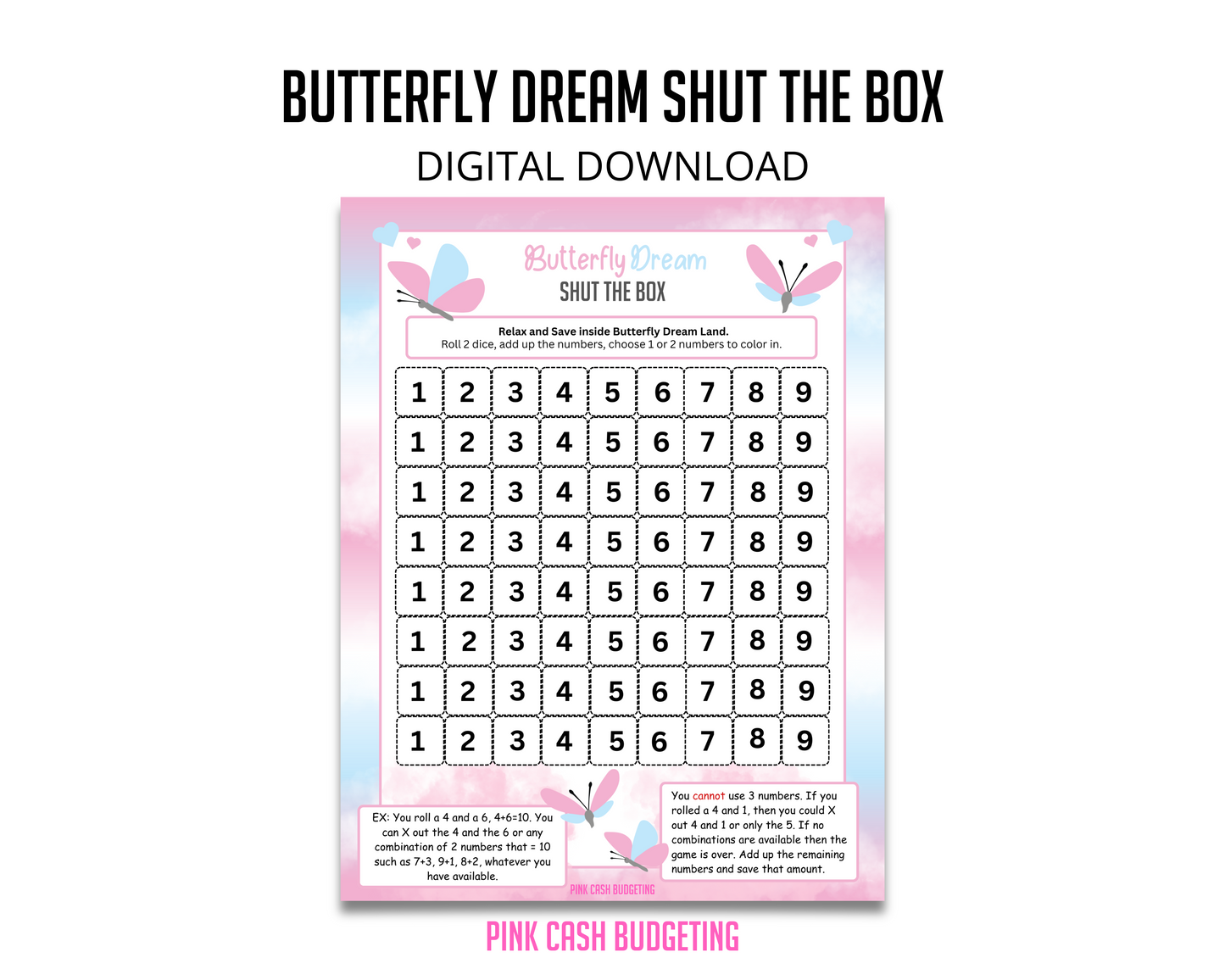 Butterfly Dream Savings Challenge Instant Download