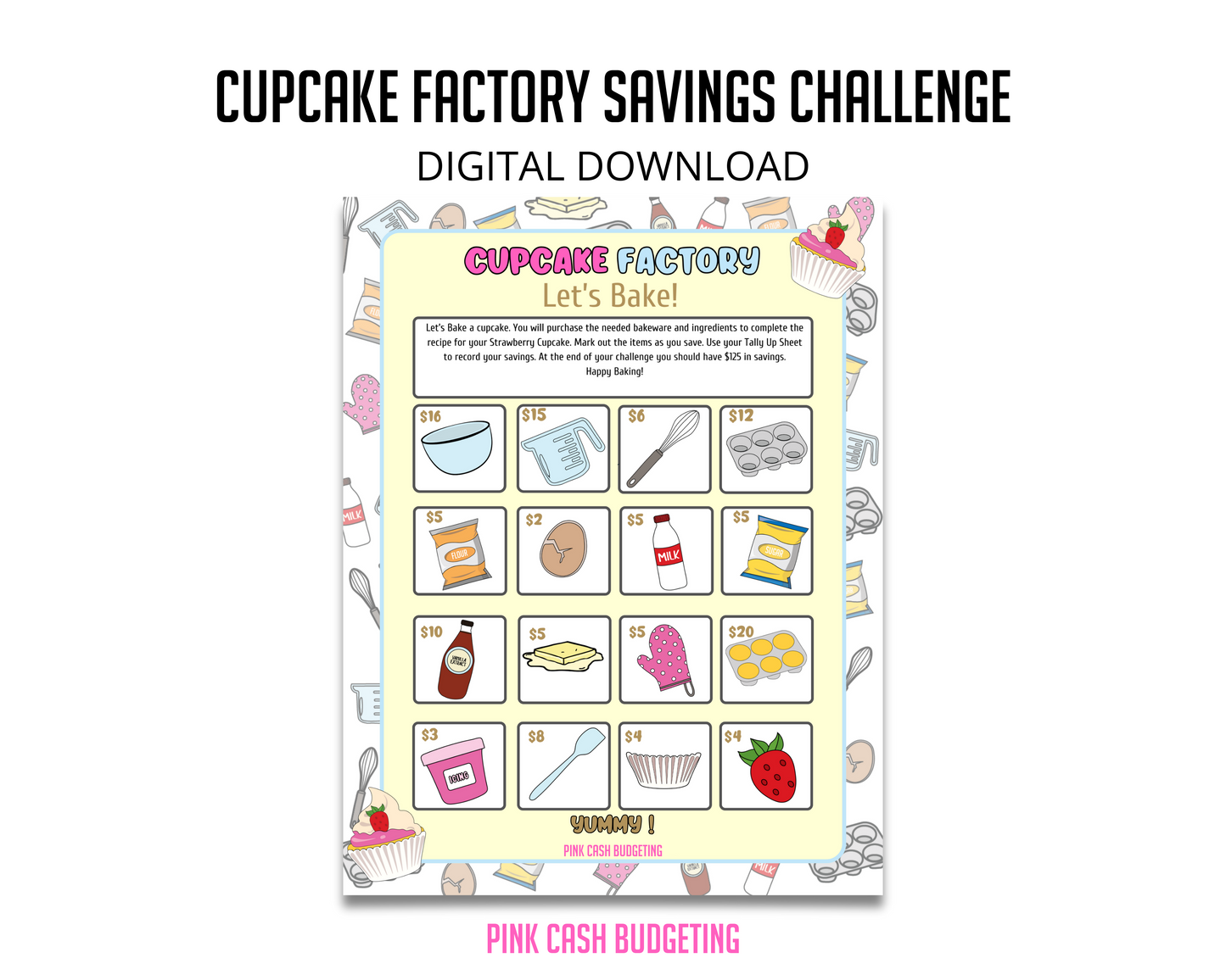 Cupcake Factory Savings Challenge Instant Download