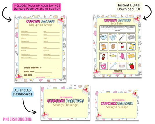 Cupcake Factory Savings Challenge Instant Download