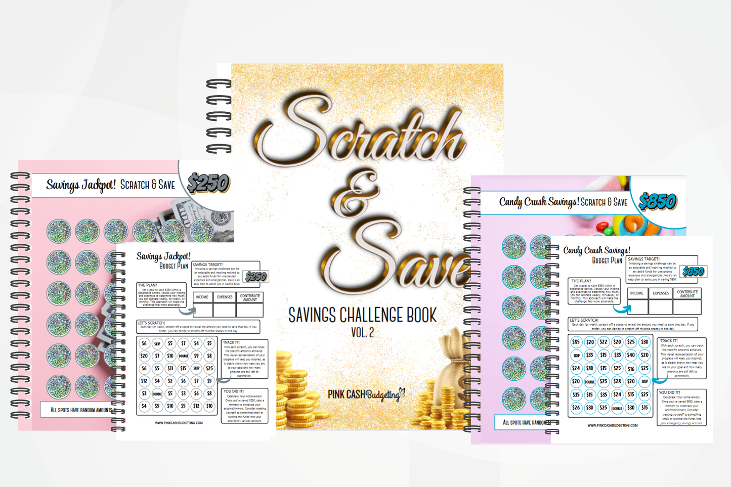 Scratch & Save Savings Challenge Book With Envelopes Bundle Vol. 2