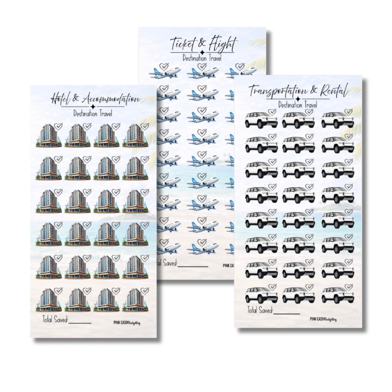 Destination Dream Travel Binder | Vacation Savings Challenge Kit | Travel Budget Organizer with Cash Envelopes & Game Cards