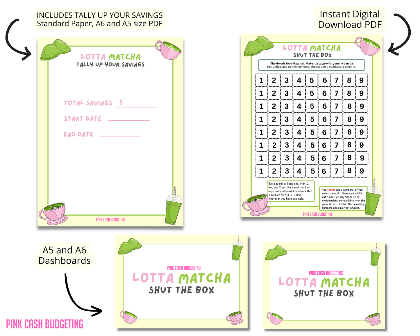 Lotta Matcha Savings Challenge Instant Download