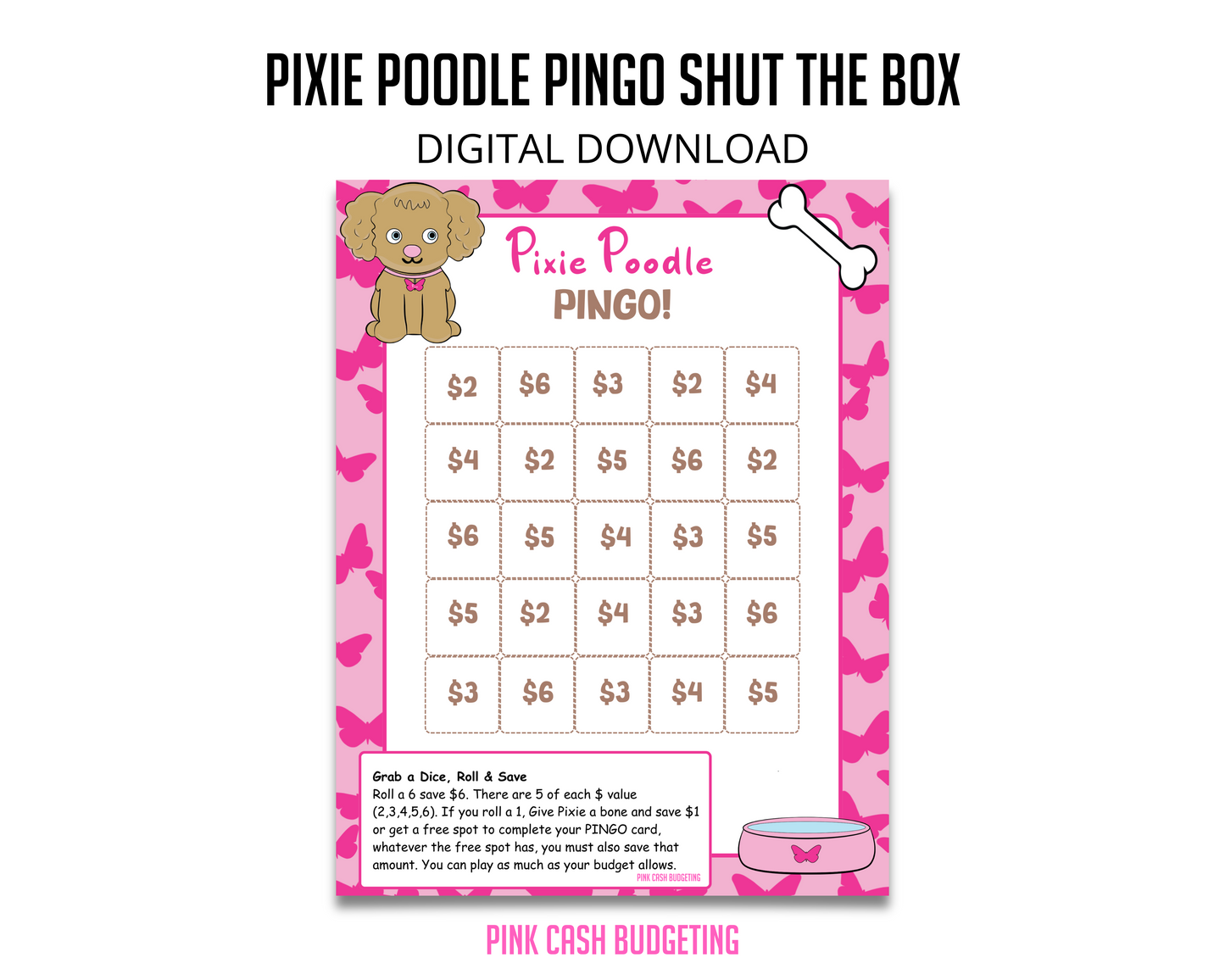 Pixie Poodle Savings Challenge Instant Download