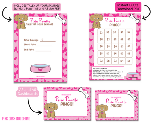 Pixie Poodle Savings Challenge Instant Download