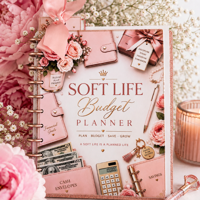 Soft Life Budget Planner | Undated Monthly Budget & Paycheck Planner with Calendar