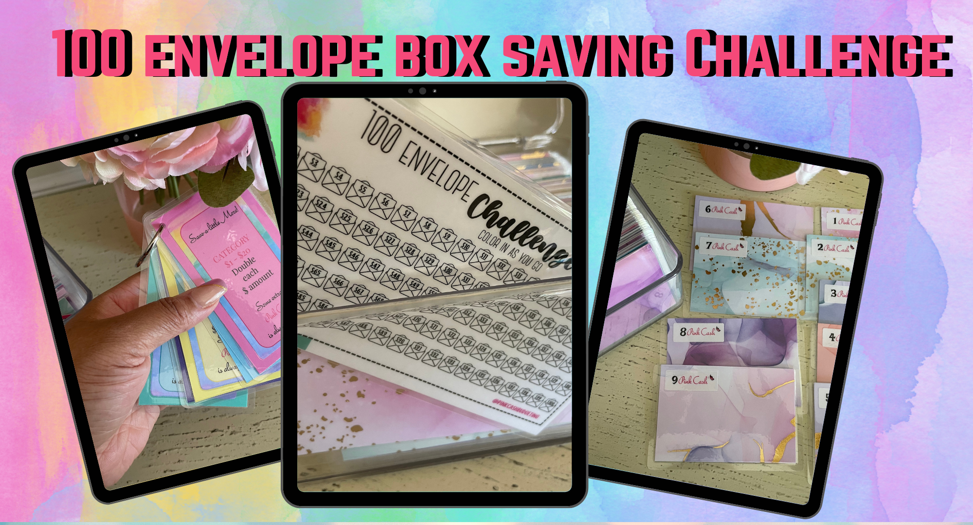 100 Envelope Savings Box, Save 5050, Acrylic Box, Low Income