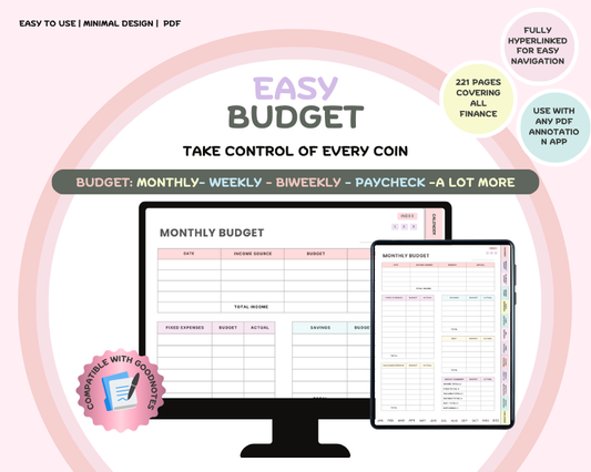 All-In-One Digital Budget Planner | Fully Hyperlinked Finance Calendar