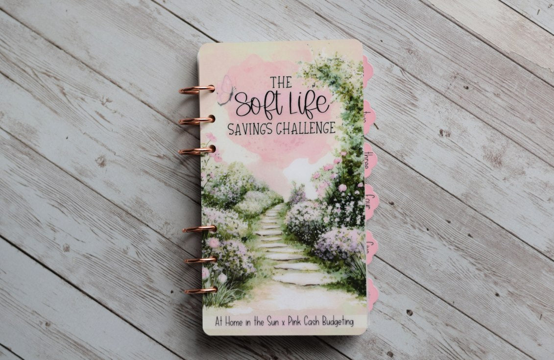 The Soft Life Savings Challenge , Save Money, A6 Budgeting Book Binder Cash Envelopes Wallet Budget