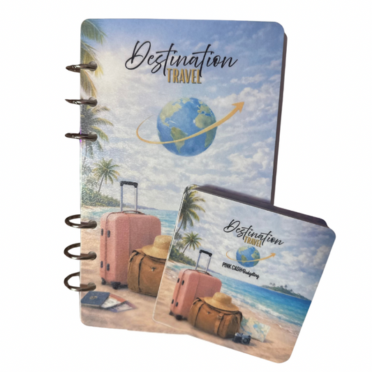 Destination Dream Travel Binder | Vacation Savings Challenge Kit | Travel Budget Organizer with Cash Envelopes & Game Cards