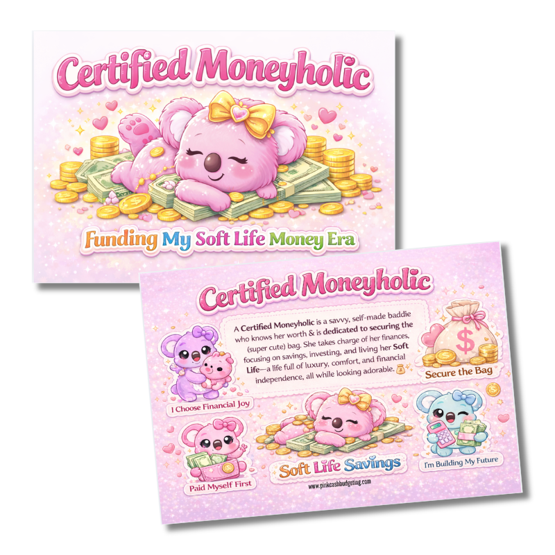 Certified Moneyholic Savings Binder – Funding My Soft Life Money Era | 12 Challenge Sections | Cash Stuffing Binder