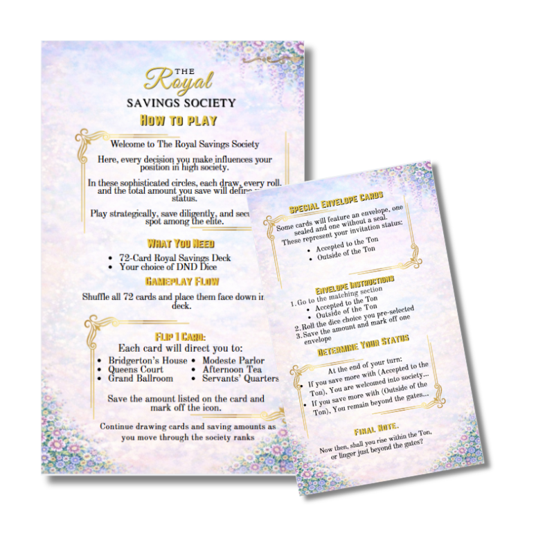 The Society of the Season | Bridgerton-Inspired Savings Challenge Game | Binder Game
