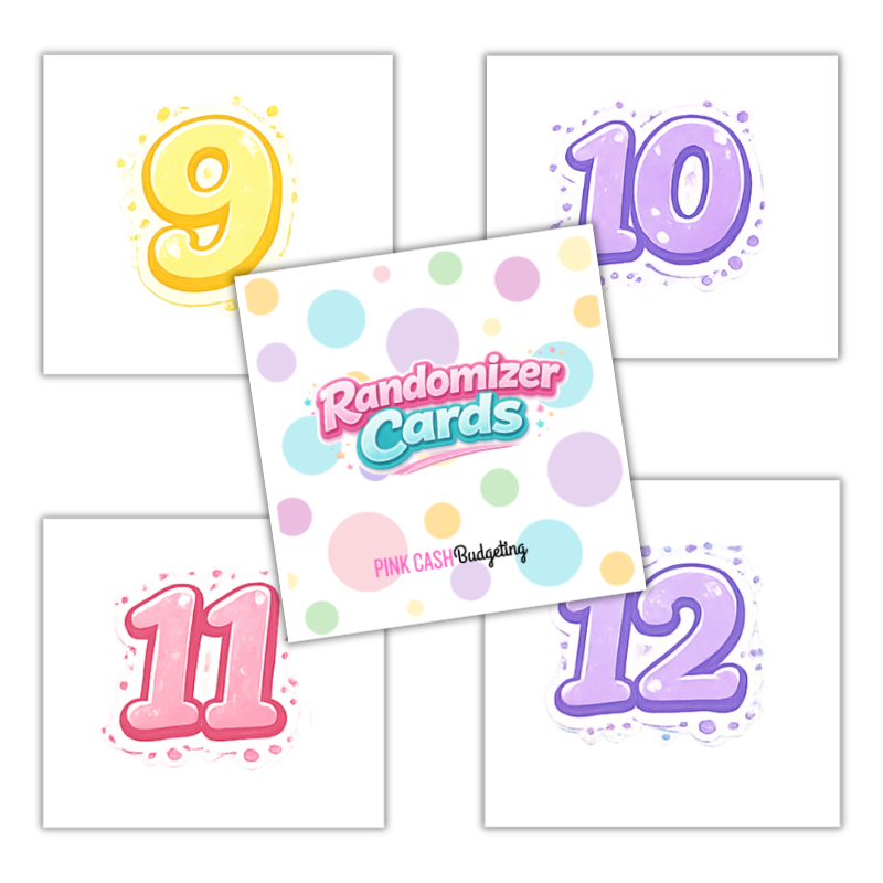 Section Savings Challenge Inserts + Randomizer Cards | A5 Cash Stuffing Savings Challenge | 12 Sections