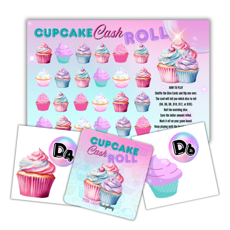 Save by the Roll Dice Savings Game | Fun Money Saving Challenge | Cash Budgeting Game | Cupcake Cash or Milkshake Money