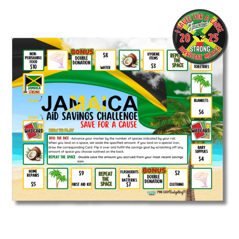 Jamaica Aid Savings Challenge Physical Kit | Save for a Cause | Fundraiser Jamaica Relief