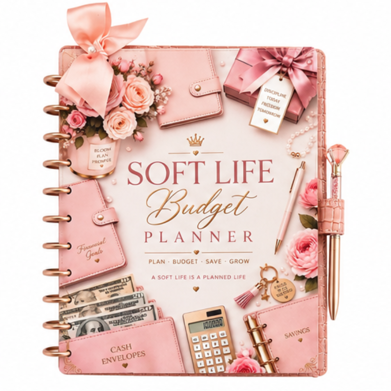 Soft Life Budget Planner | Undated Monthly Budget & Paycheck Planner with Calendar