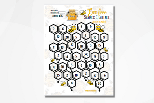 Bee Free Challenge" - Instant Download Savings Challenge