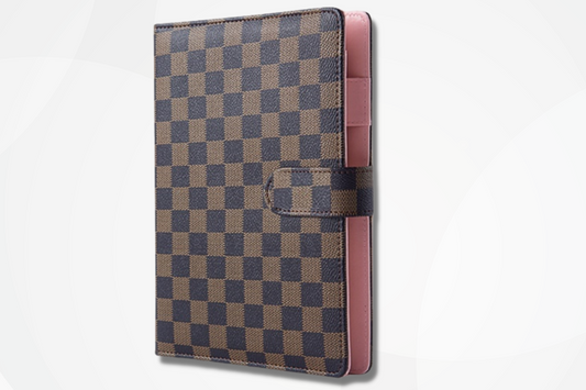 Stylish A6 Brown Checkered Budget Binder with Cash Envelopes and Sinking Funds - Save in Style!