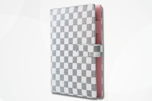 Save with Style: A6 White Checkered Budget Binder with Cash Envelopes and Sinking Funds