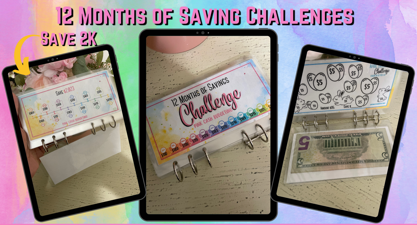 A6 2023 Savings Challenge Binder: Save for 12 Months